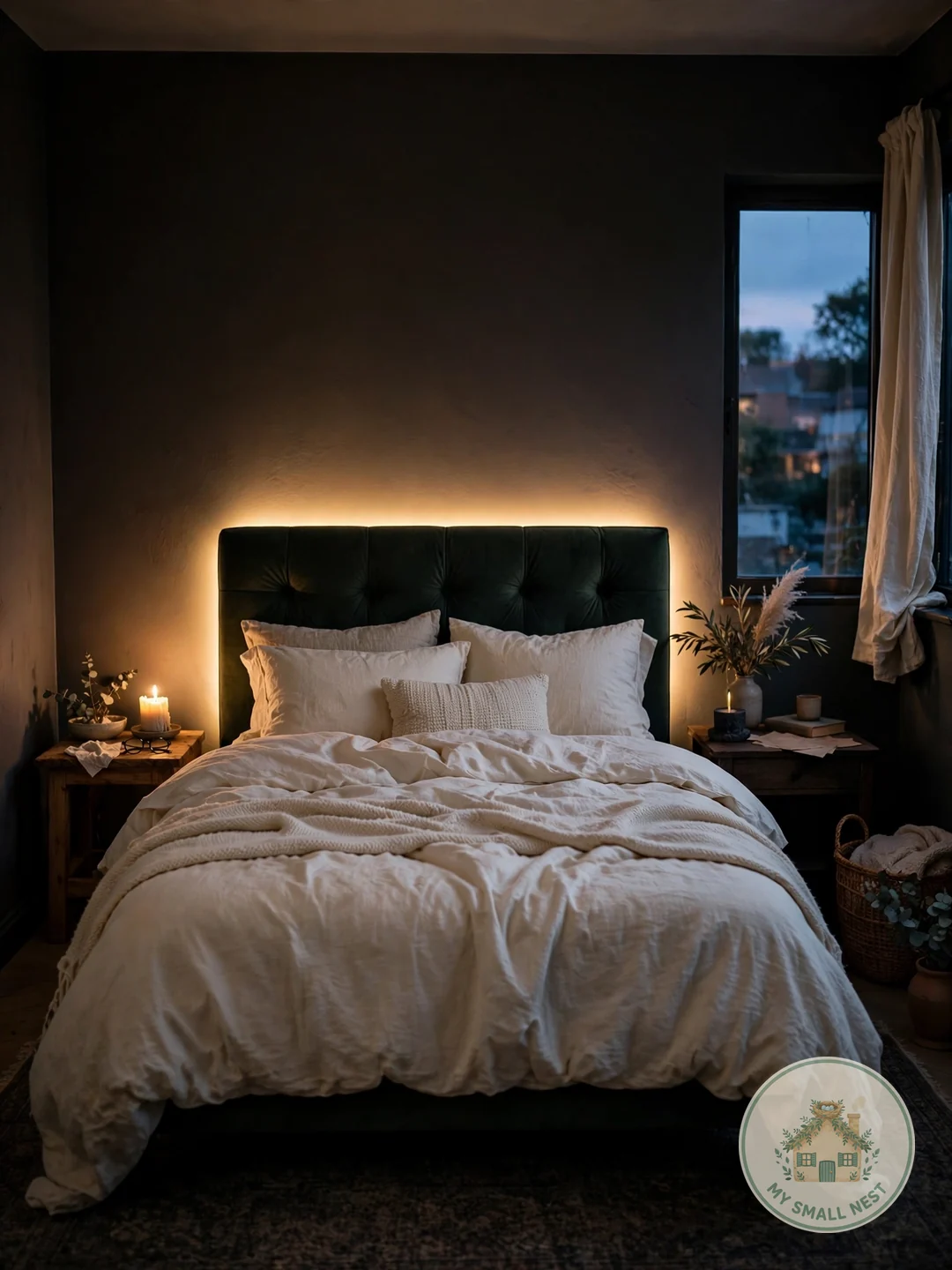 LED Strip Behind the Headboard - bedroom lighting ideas