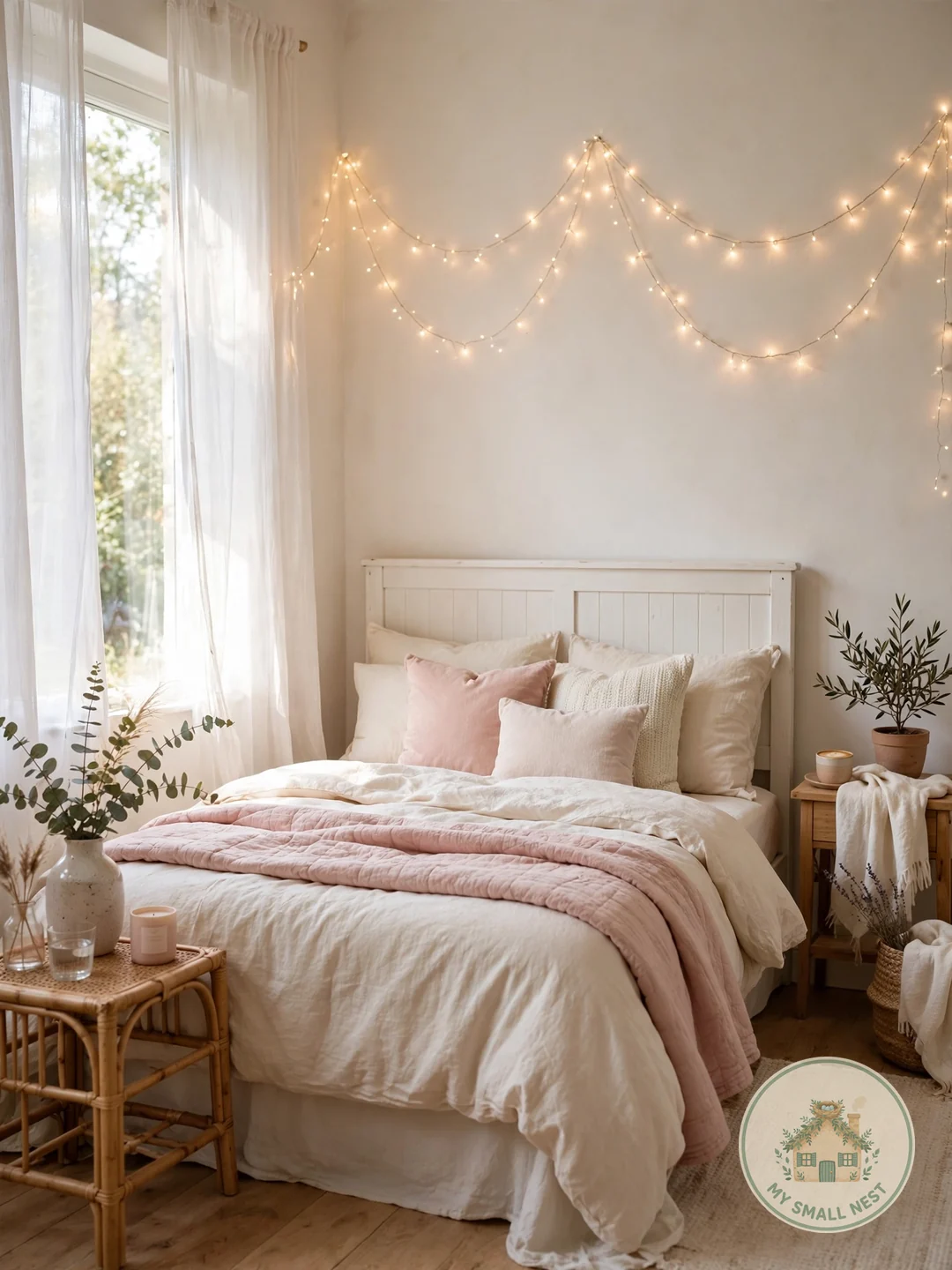 A Fairy Light Canopy Wall - bedroom lighting ideas