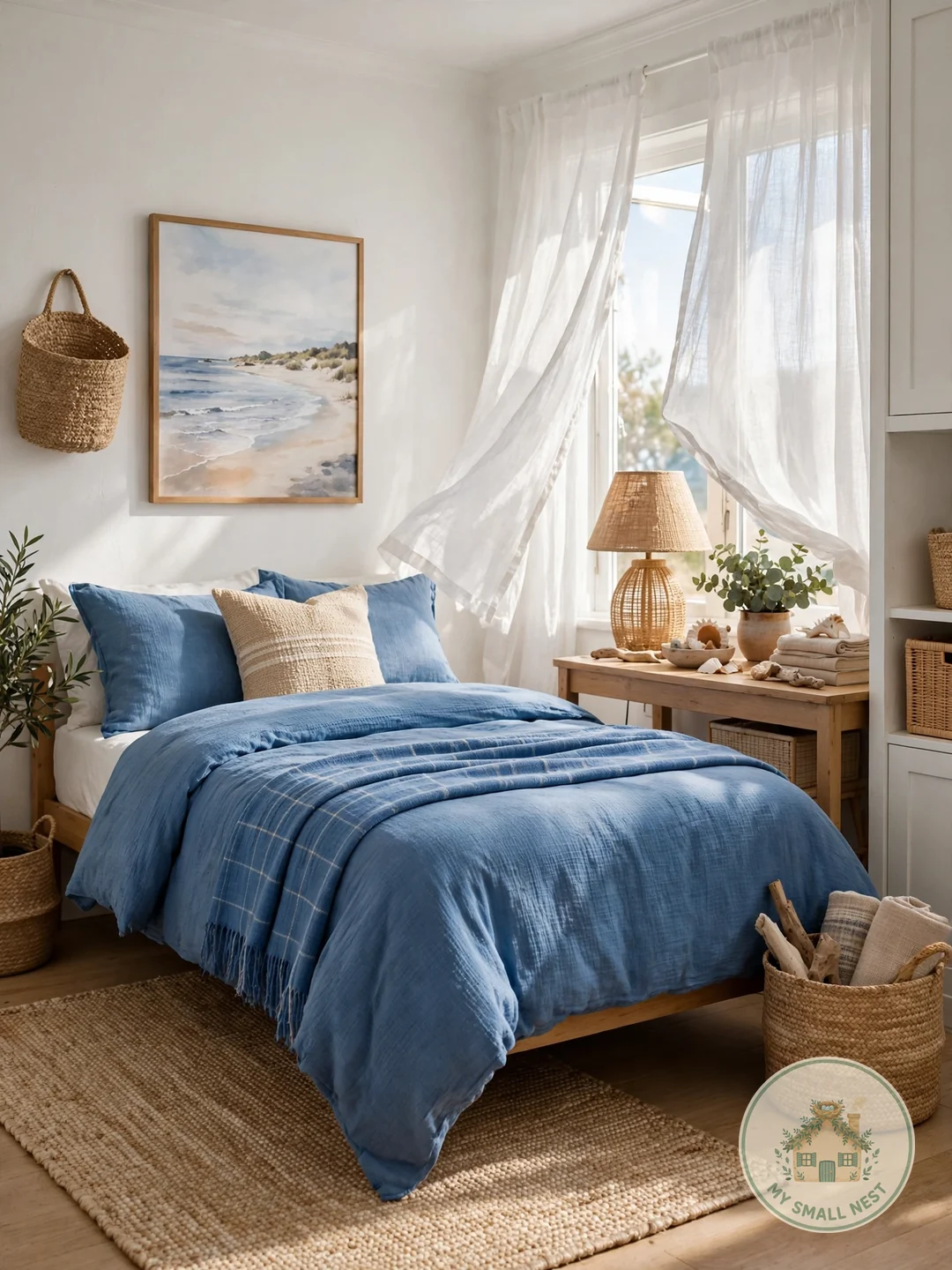 Create Coastal Blue Vibes - blue dorm rooms