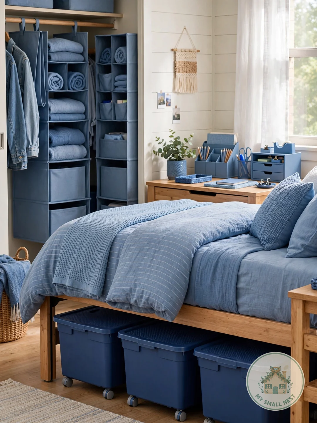 Choose Blue Storage That Looks Cute - blue dorm rooms
