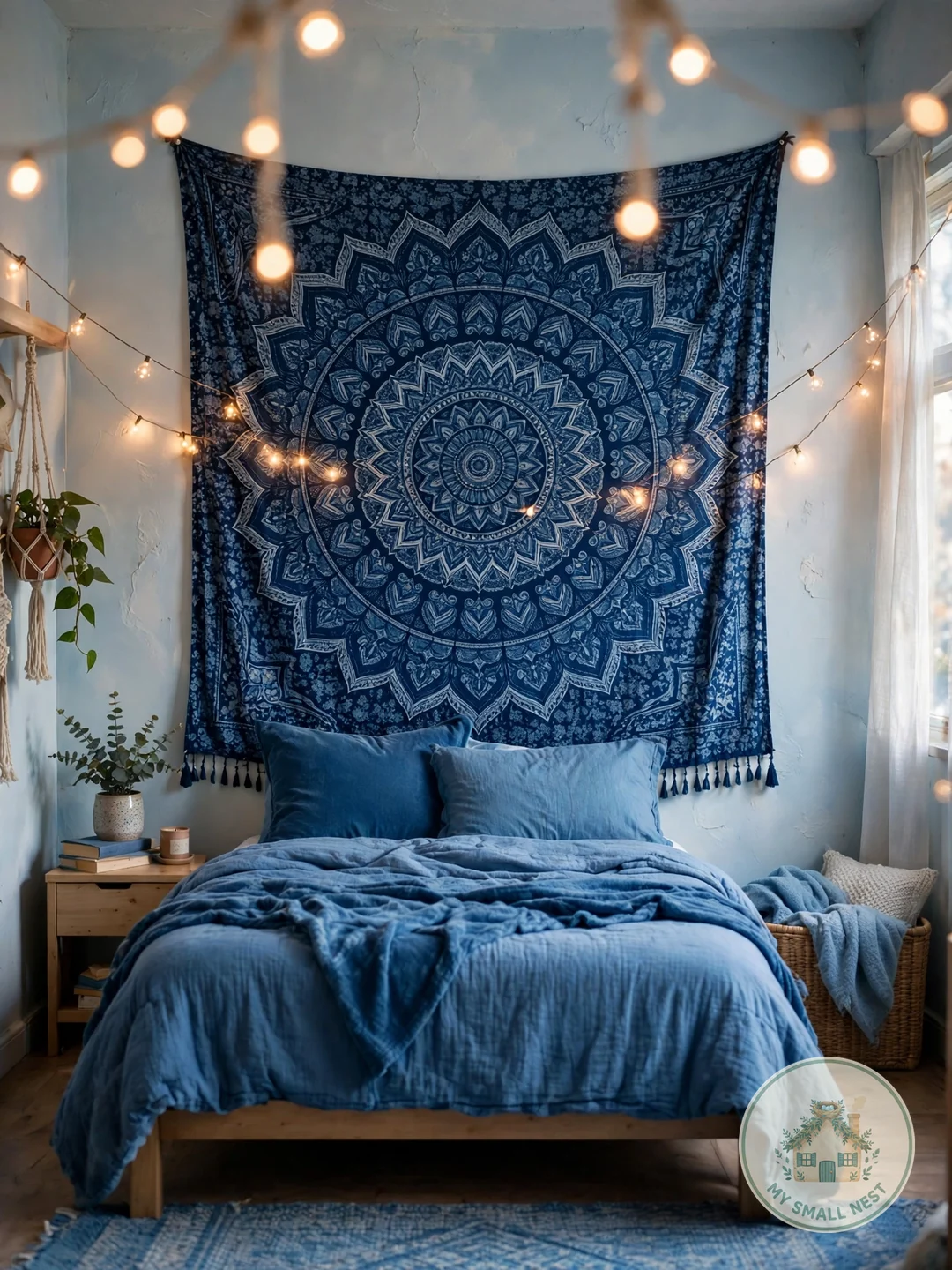 Hang a Blue Tapestry - blue dorm rooms