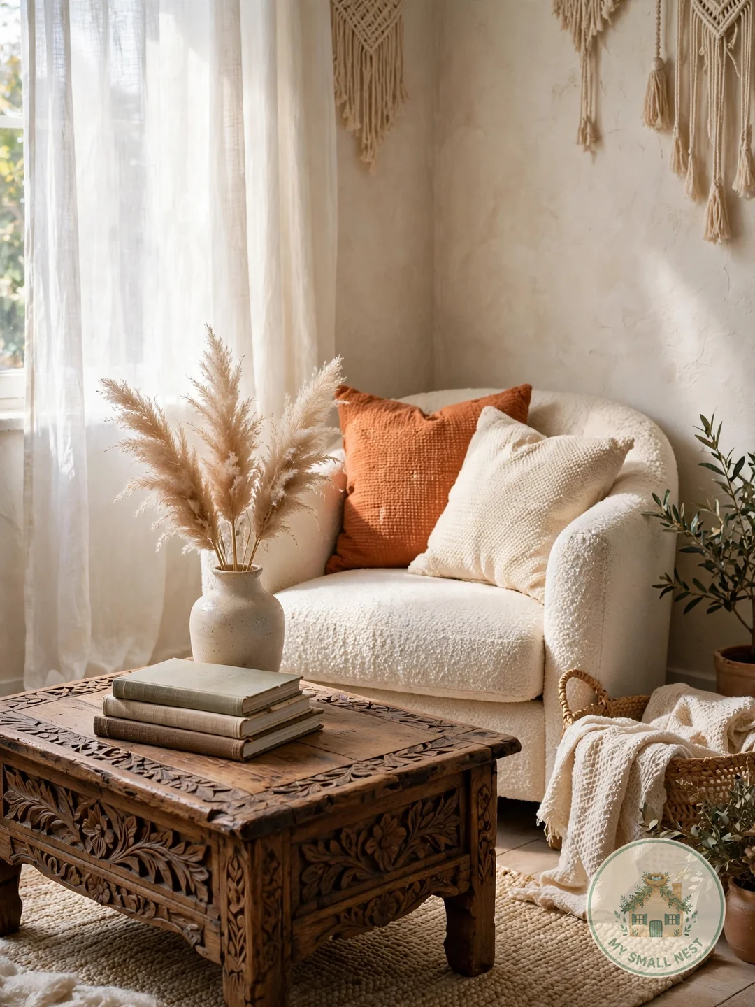 Thrift a Wood Coffee Table - boho living room ideas