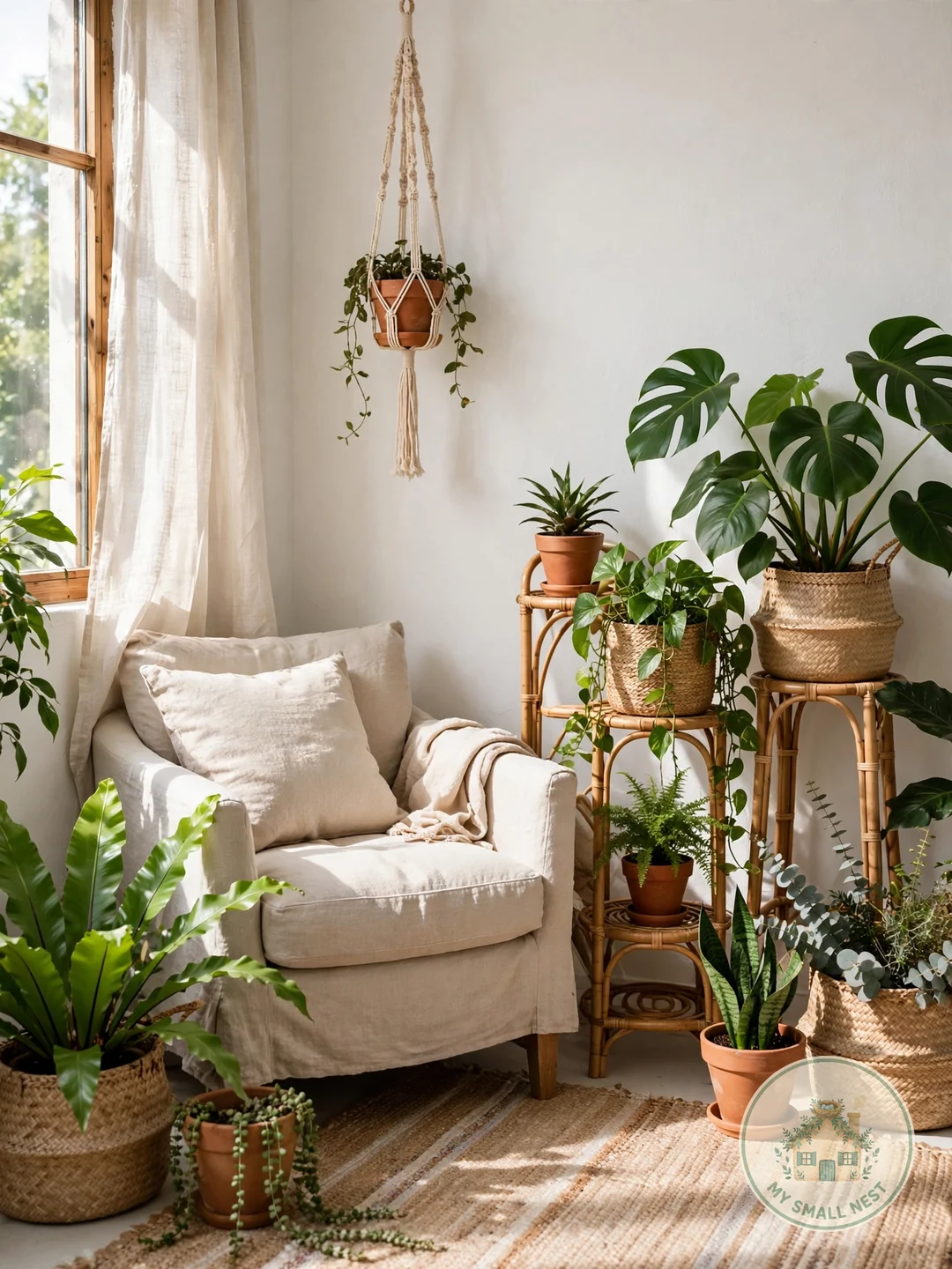Go Big on Plants (Cheaply) - boho living room ideas
