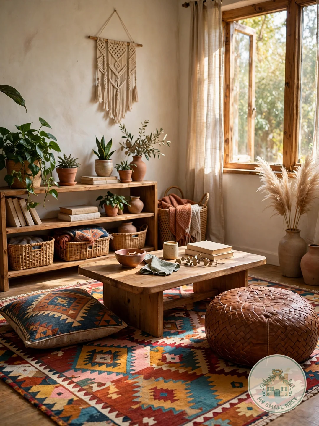 Floor Seating for Small Spaces - boho living room ideas