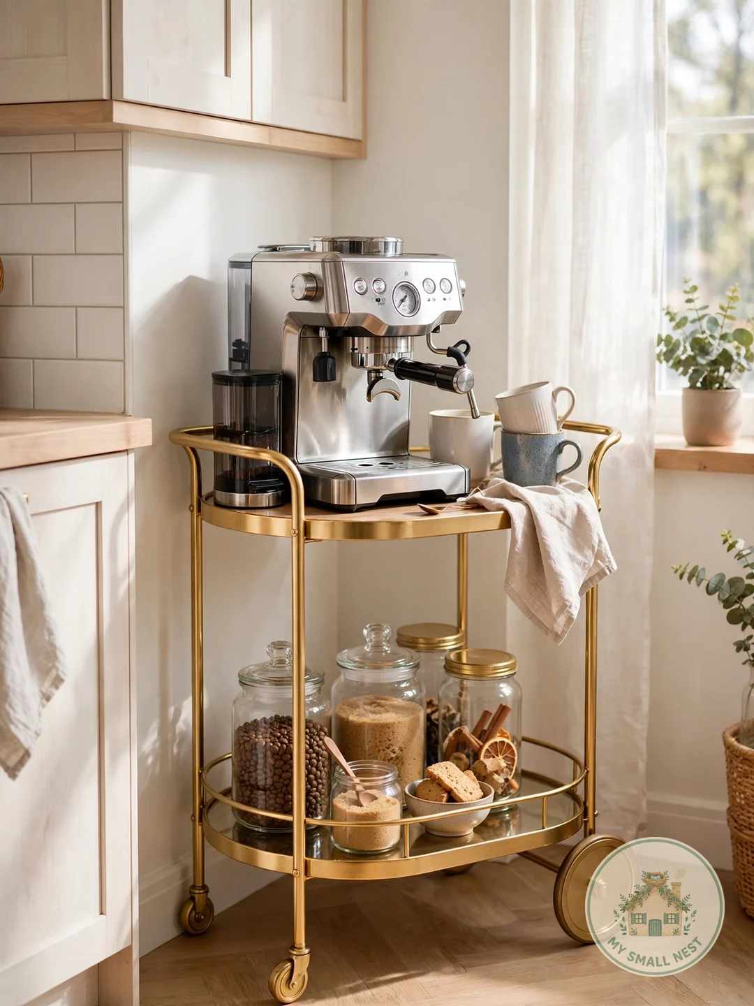 Roll Your Bar onto a Bar Cart - coffee bar ideas