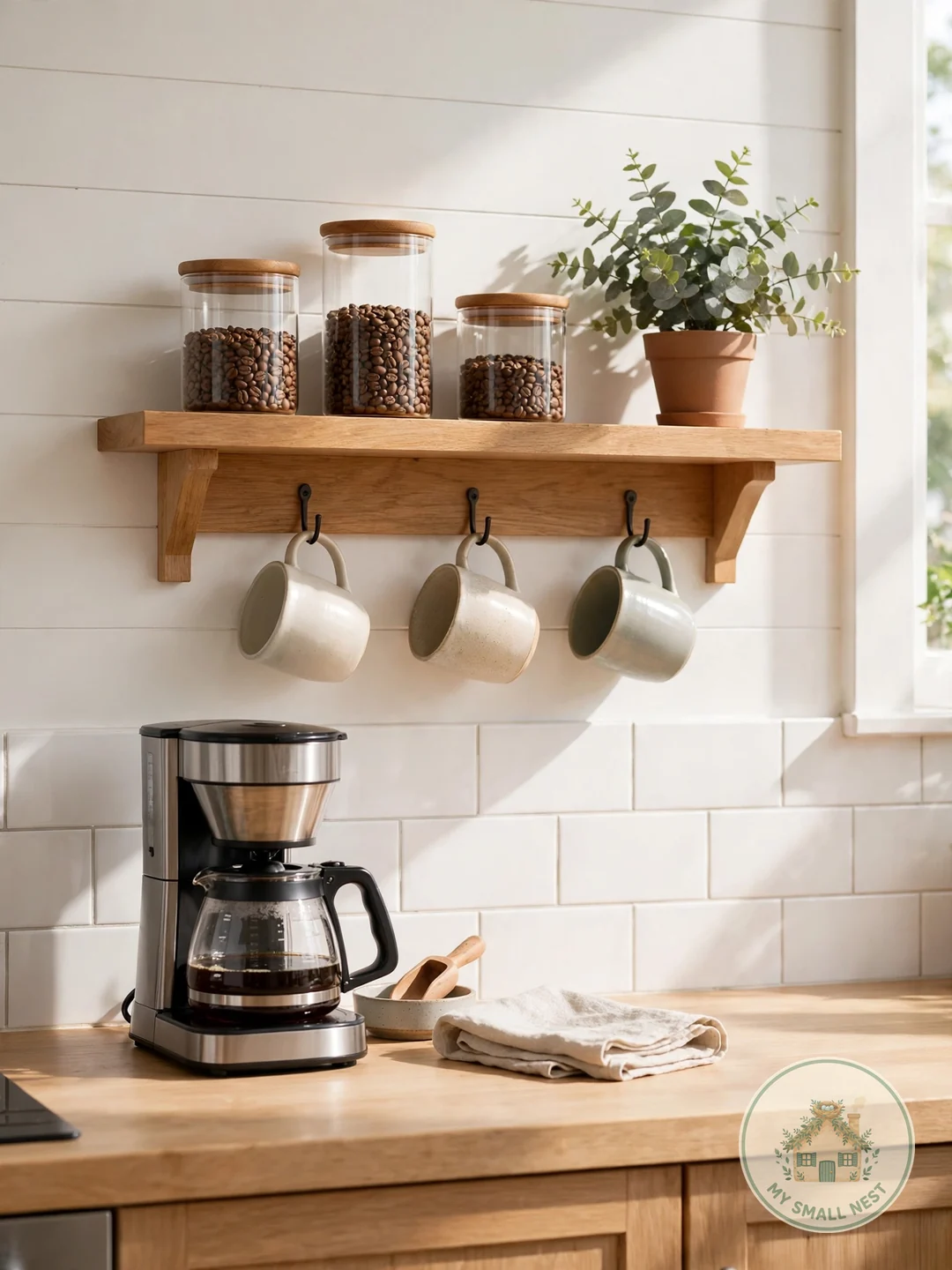 Mount a Single Floating Shelf - coffee bar ideas
