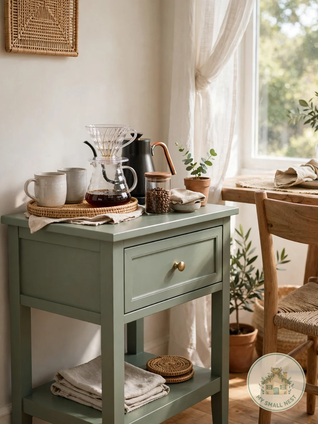 Repurpose a Nightstand or Small Cabinet - coffee bar ideas