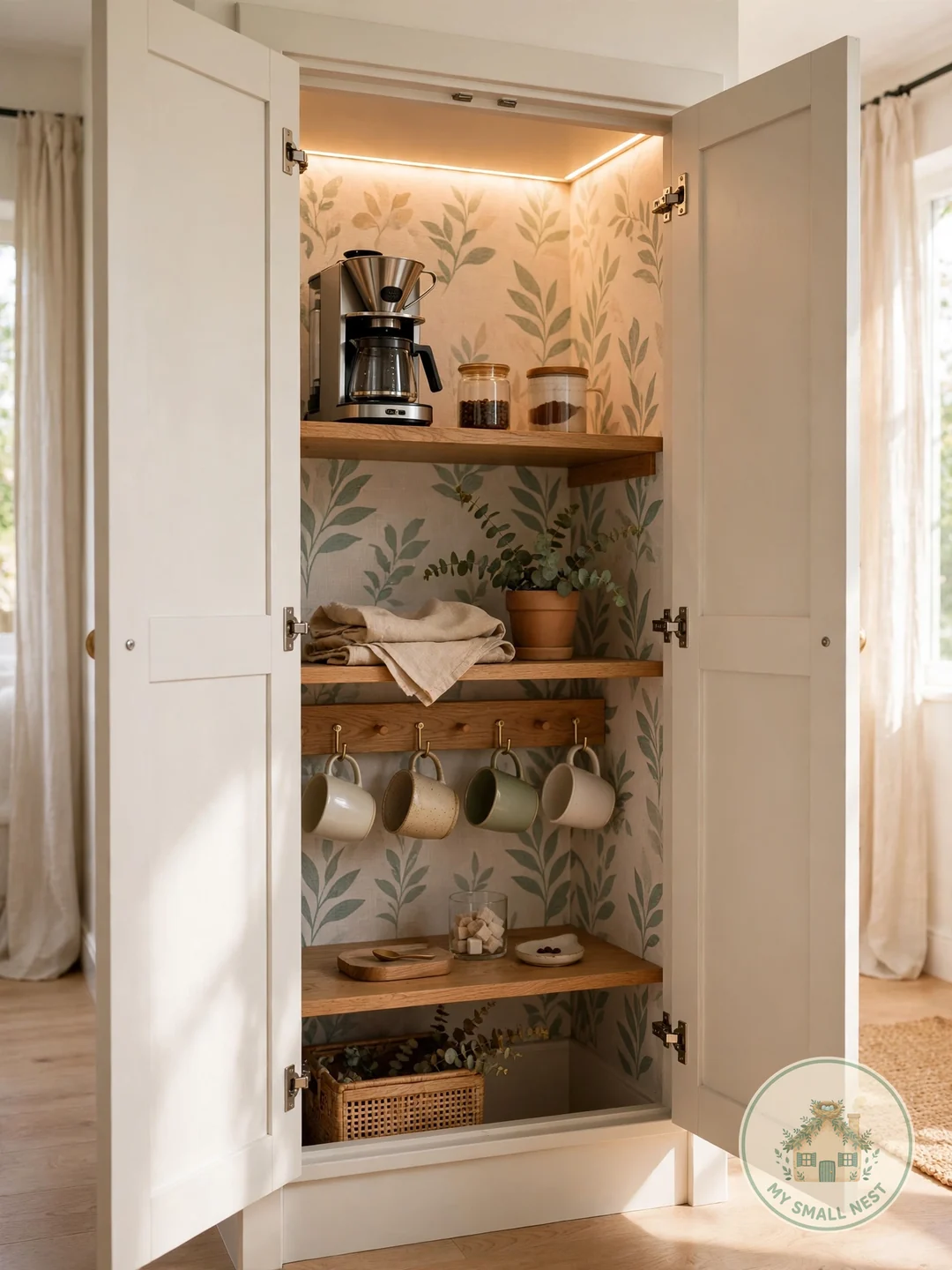 Convert a Closet into a Coffee Nook - coffee bar ideas