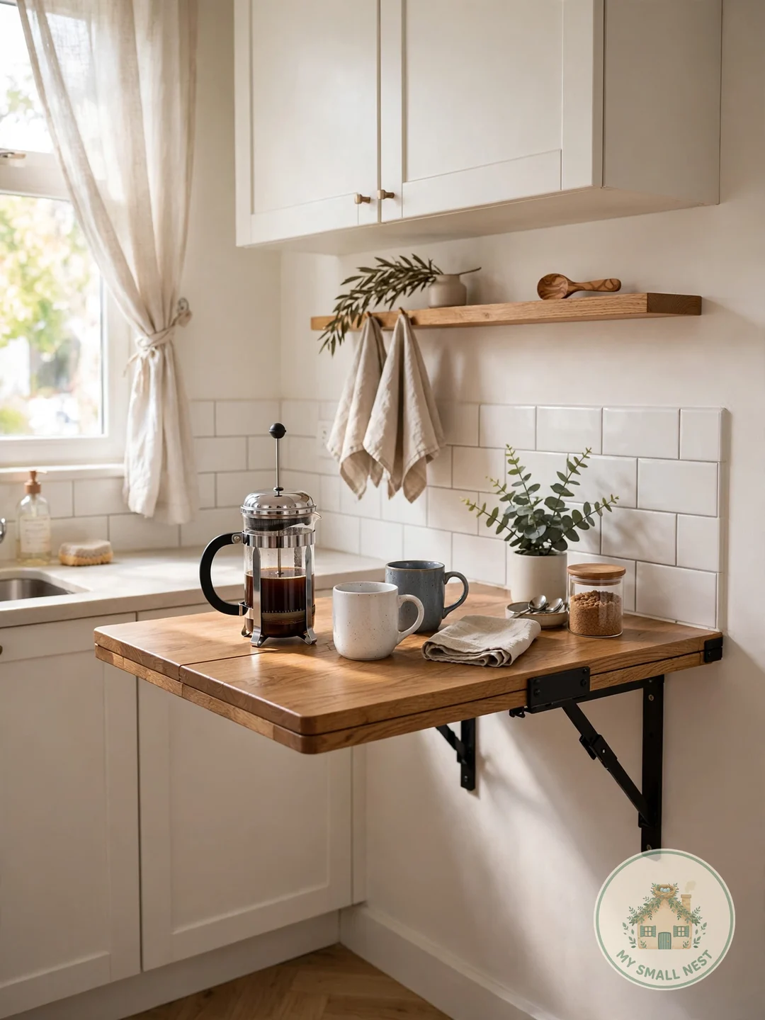 Install a Wall-Mounted Fold-Down Table - coffee bar ideas