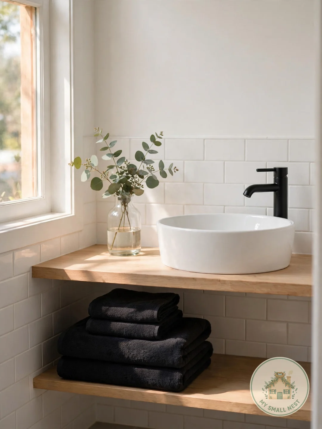 One Matching Towel Color - college apartment bathroom