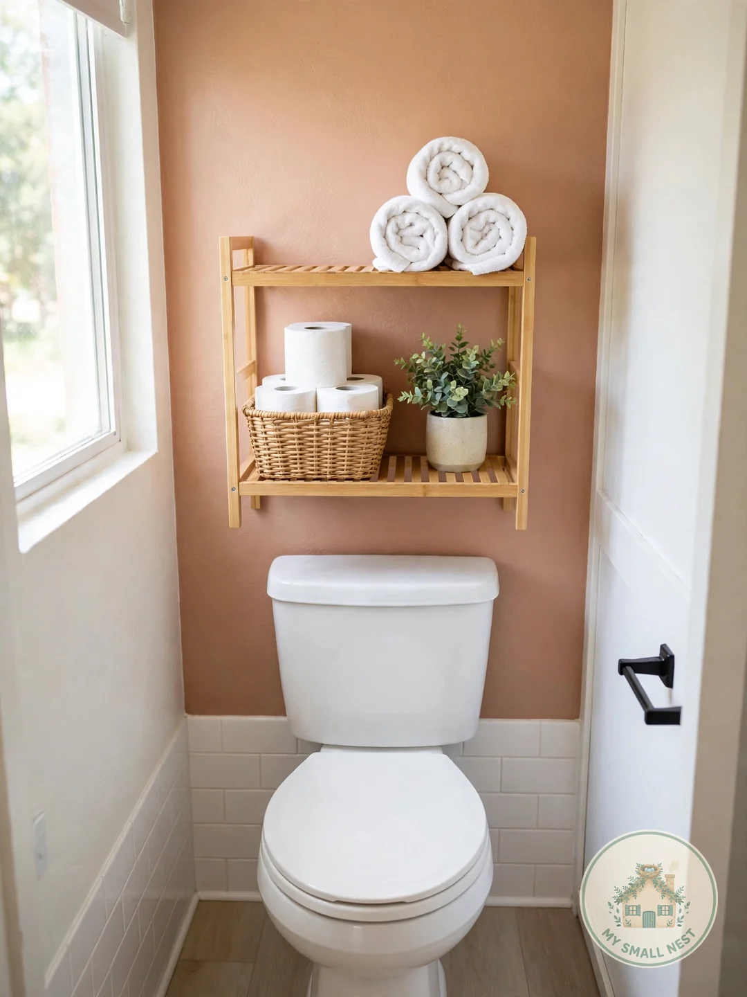 Over-the-Toilet Storage Shelves - college apartment bathroom