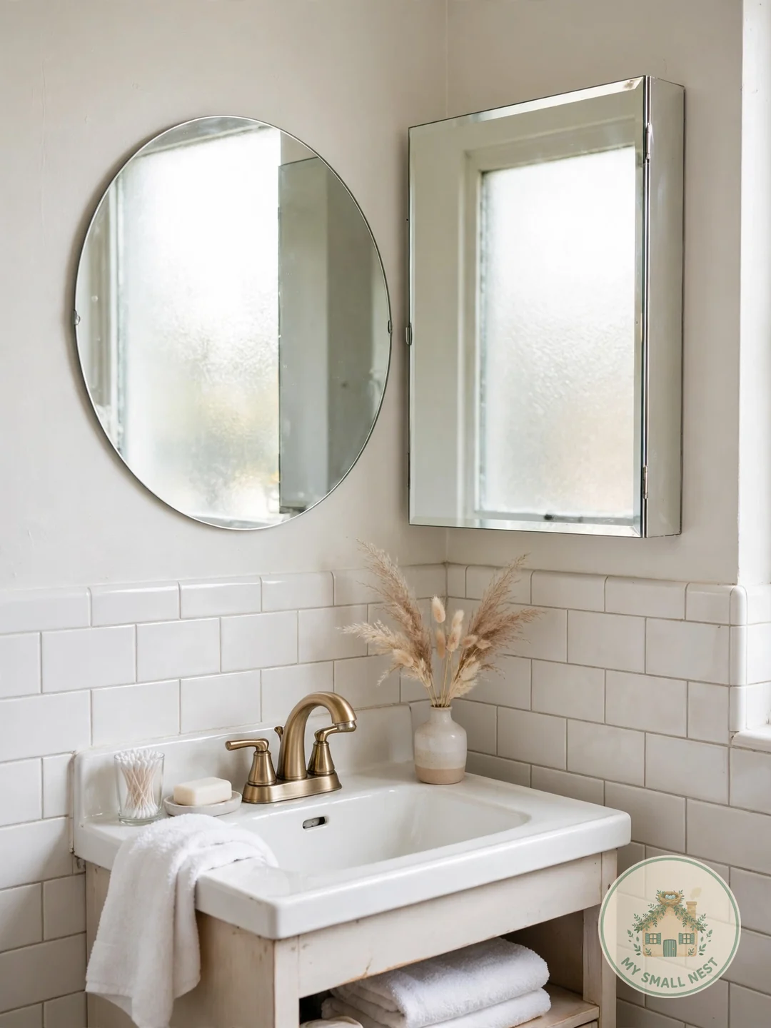 A Second Mirror for Light and Space - college apartment bathroom