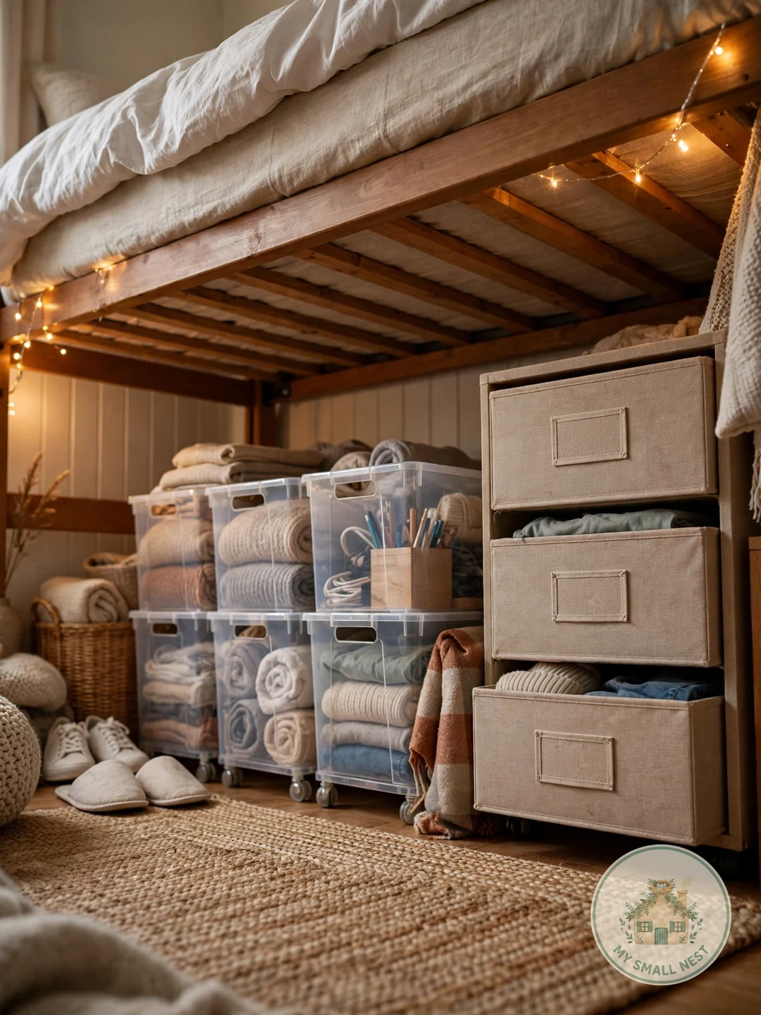 Turn the Under-Bed Space Into Storage Headquarters - college dorm room ideas