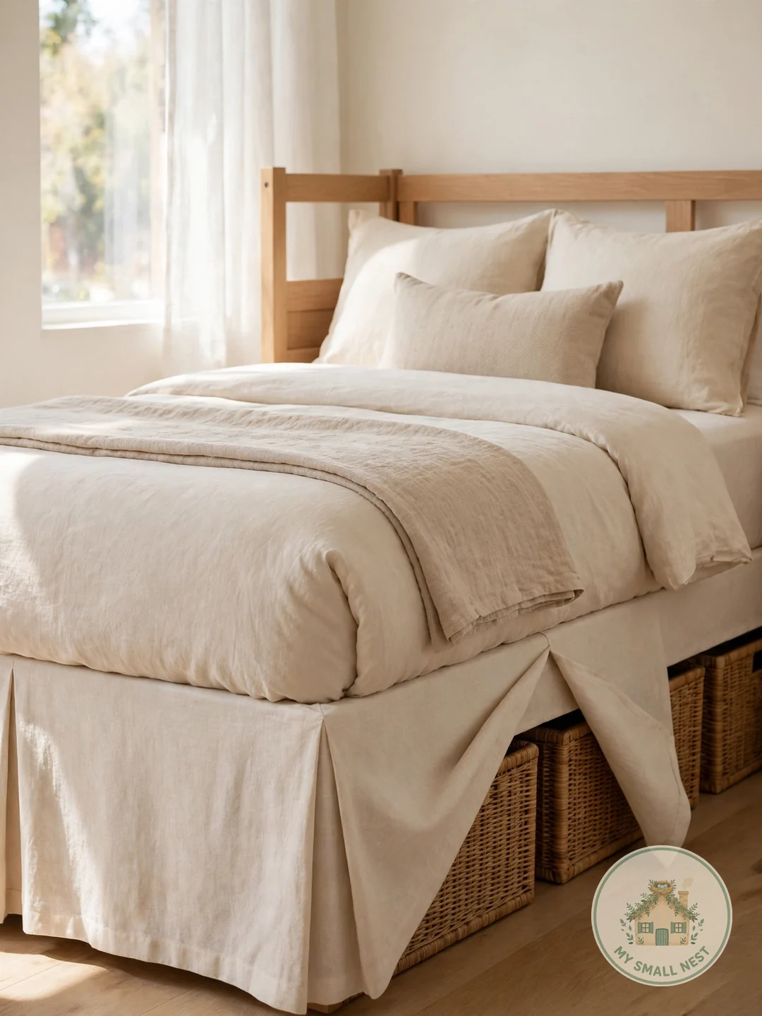 Hide Clutter Behind a Chic Bed Skirt - college dorm room ideas