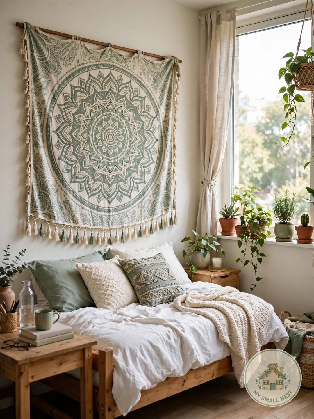 Hang an Oversized Statement Tapestry - college dorm room ideas