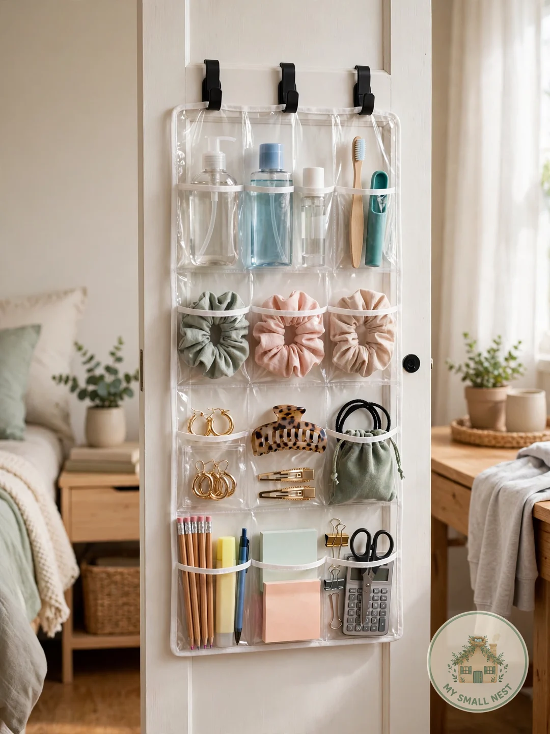 Maximize Walls With an Over-Door Hanging Organizer - college dorm room ideas