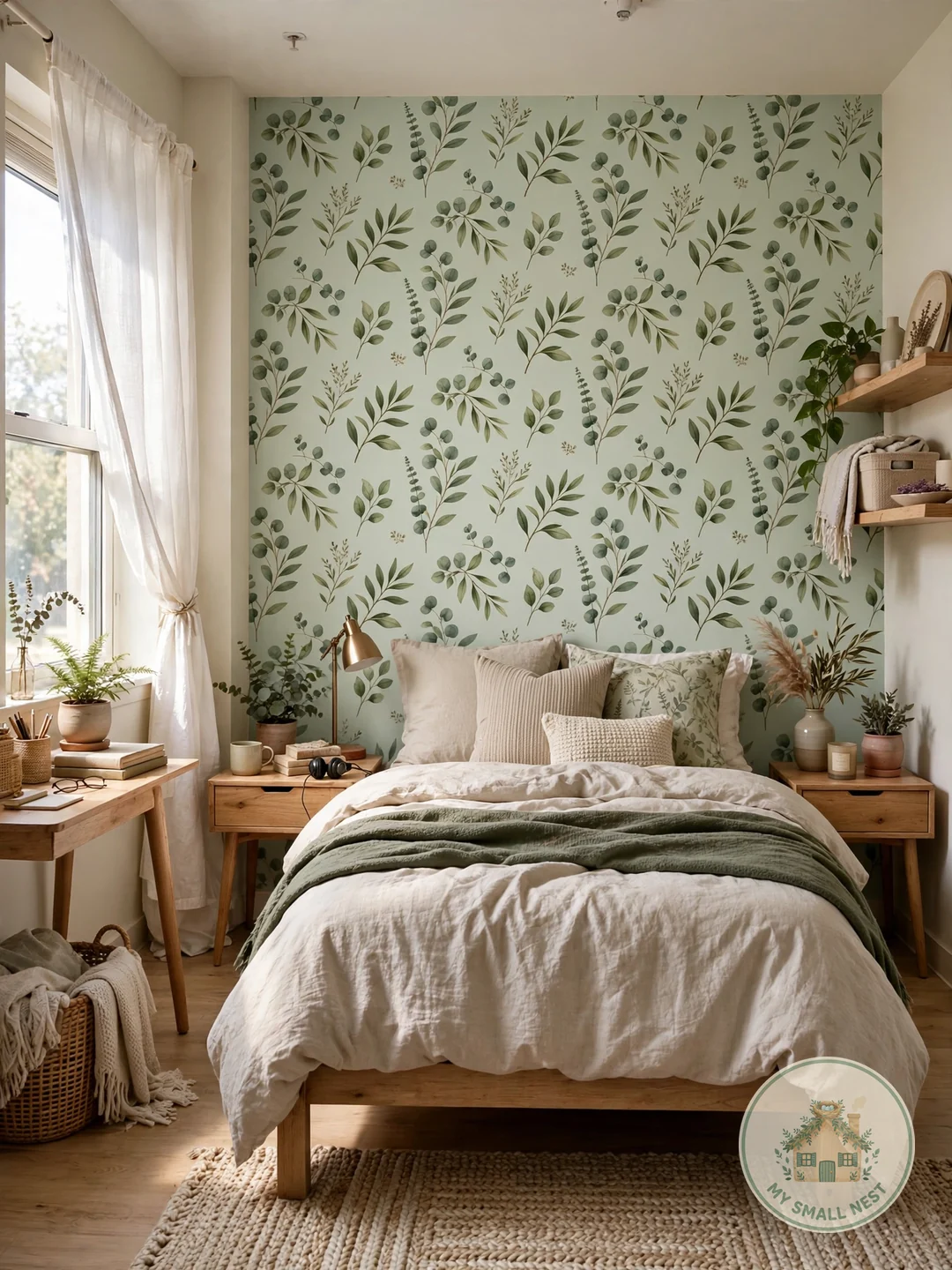 Add a Peel-and-Stick Wallpaper Accent Wall - college dorm room ideas