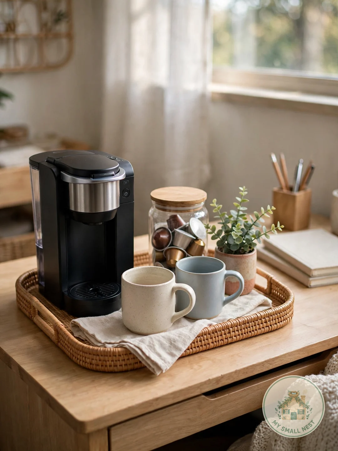 Set Up a Mini Coffee and Tea Station - college dorm room ideas
