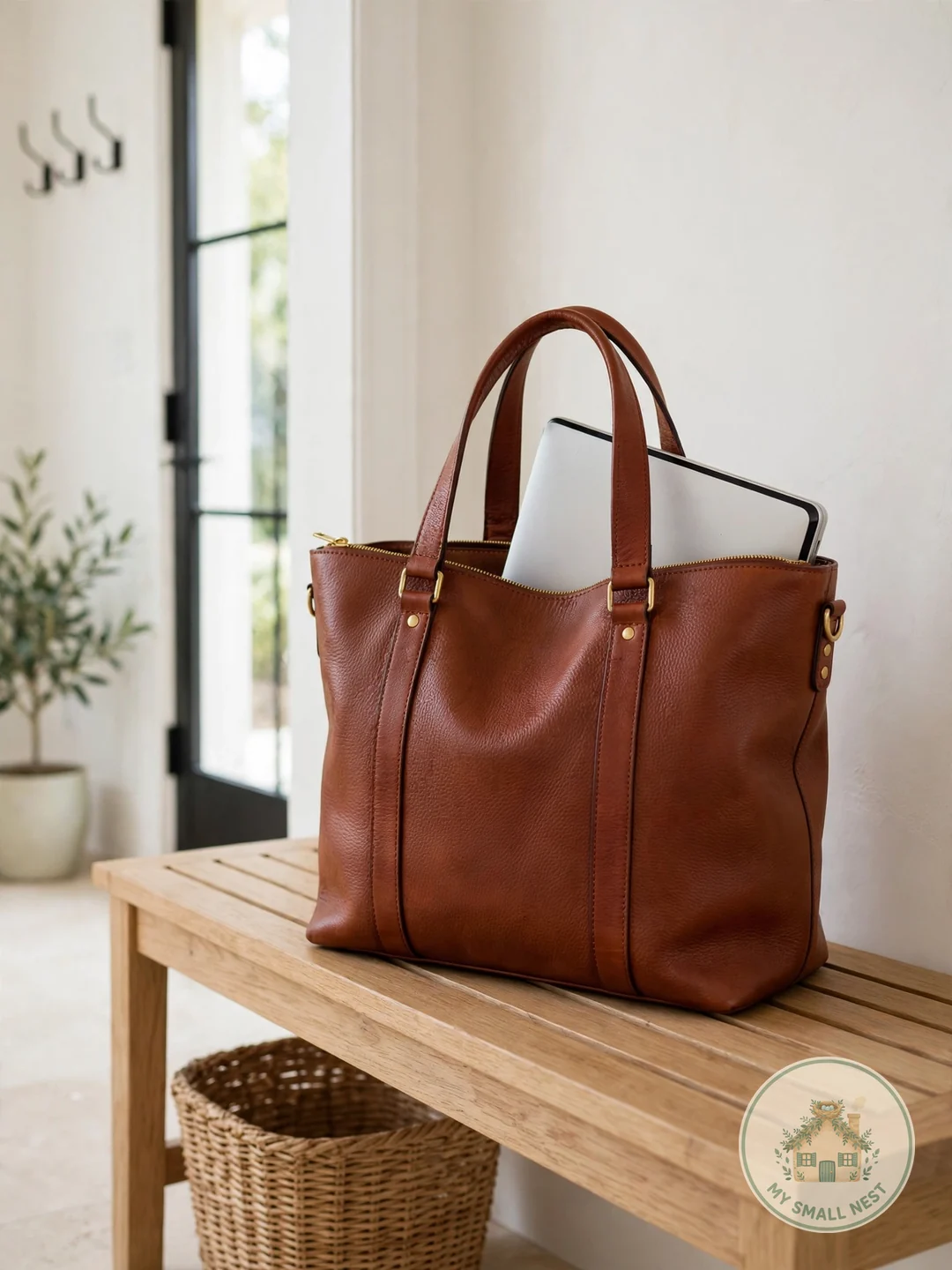 A Structured Leather Work Tote - college graduation gifts