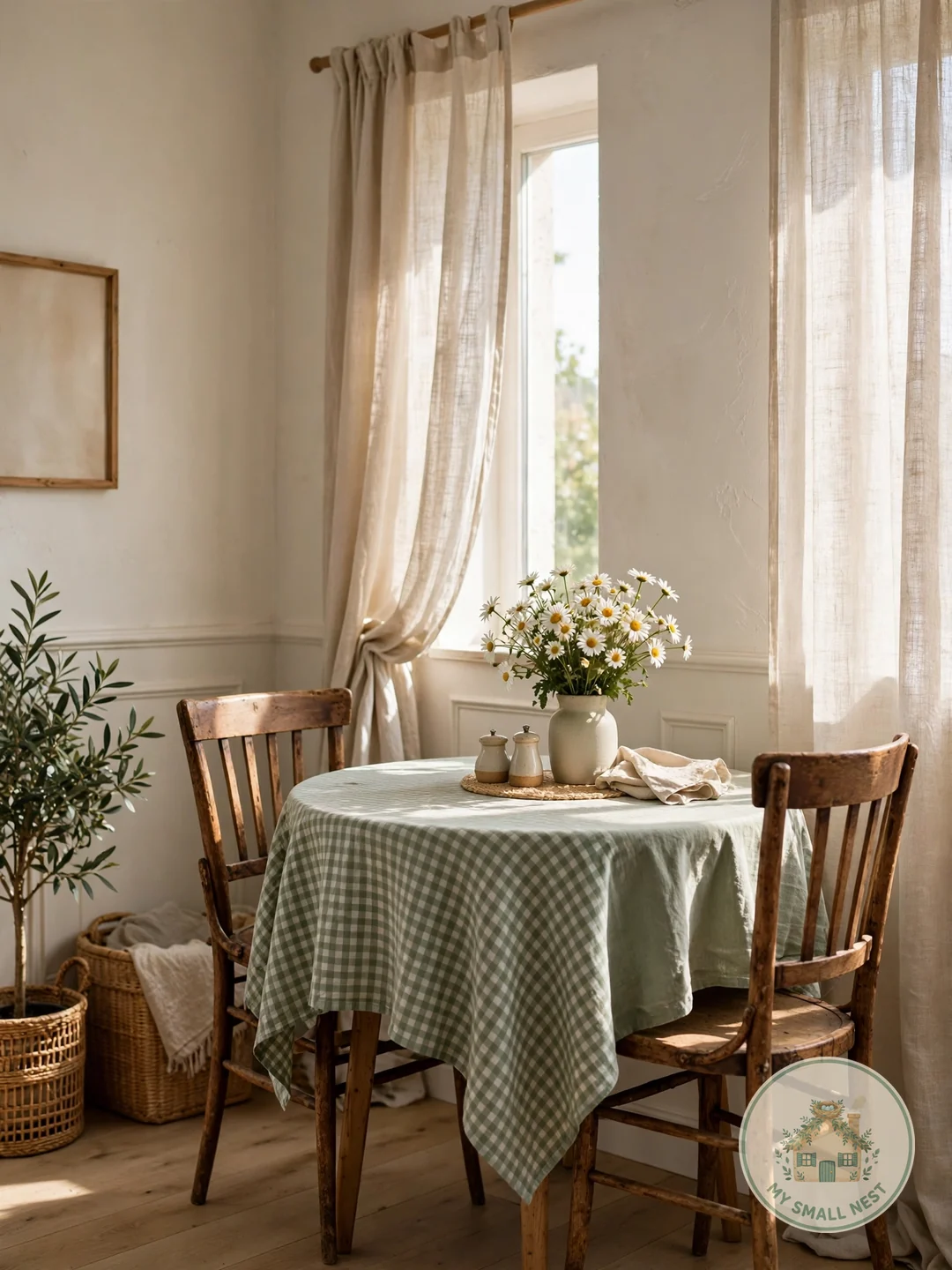 Gingham and Linen Textiles - cottagecore decor