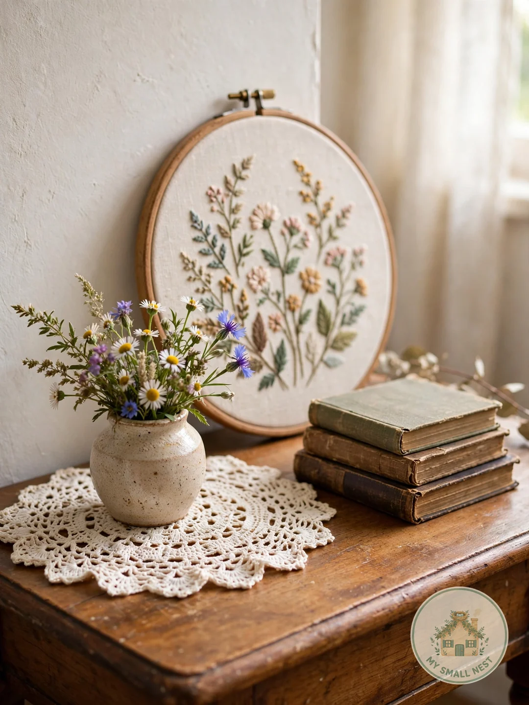 Handmade Touches: Embroidery and Doilies - cottagecore decor