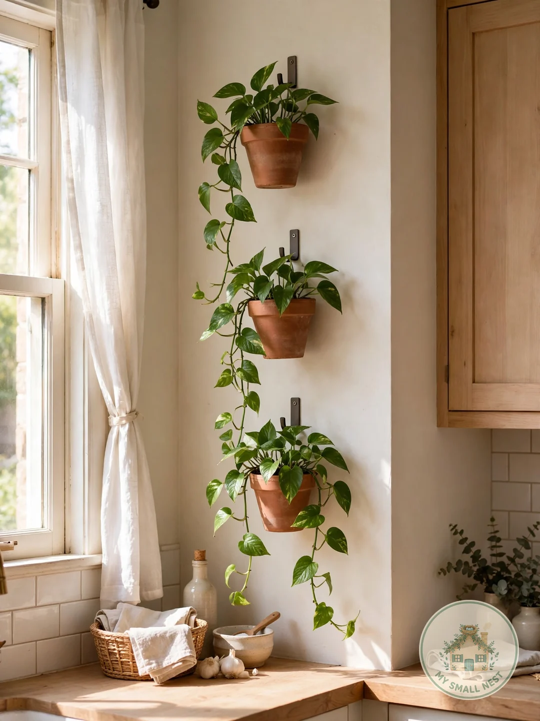 Painted Terracotta Pot Wall Planters as Living Art - diy wall art