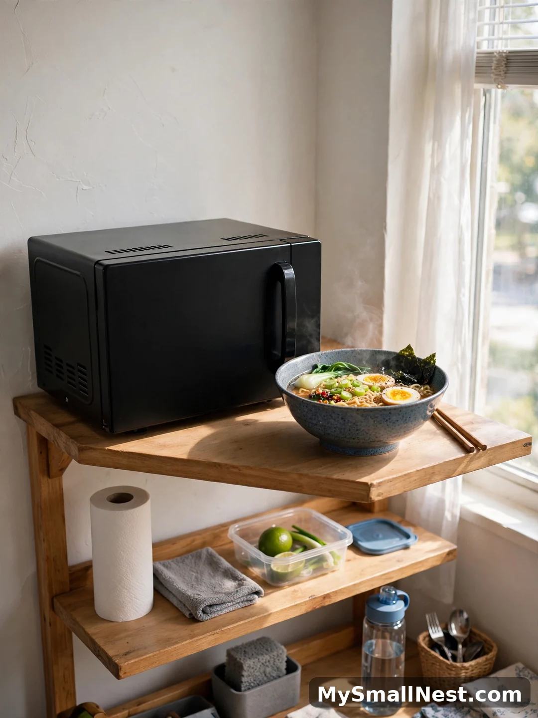 Add a Compact Microwave + Splatter Cover - dorm room essentials for guys
