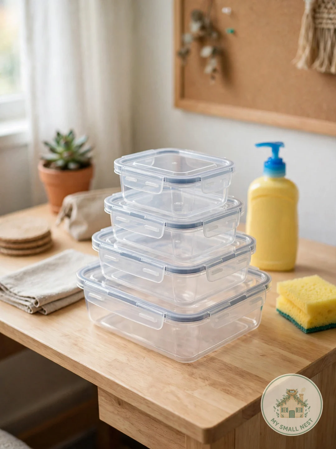 Stackable Food Containers and a Tiny Dish Kit - dorm room essentials freshman year