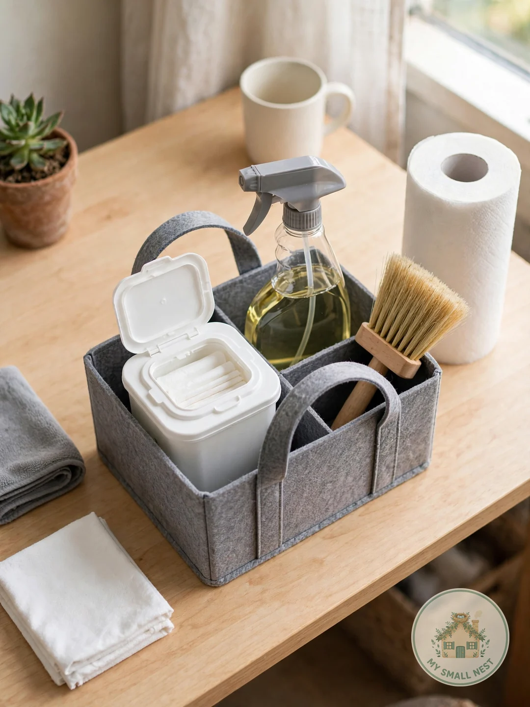 Disinfecting Wipes and a Cleaning Caddy - dorm room essentials freshman year