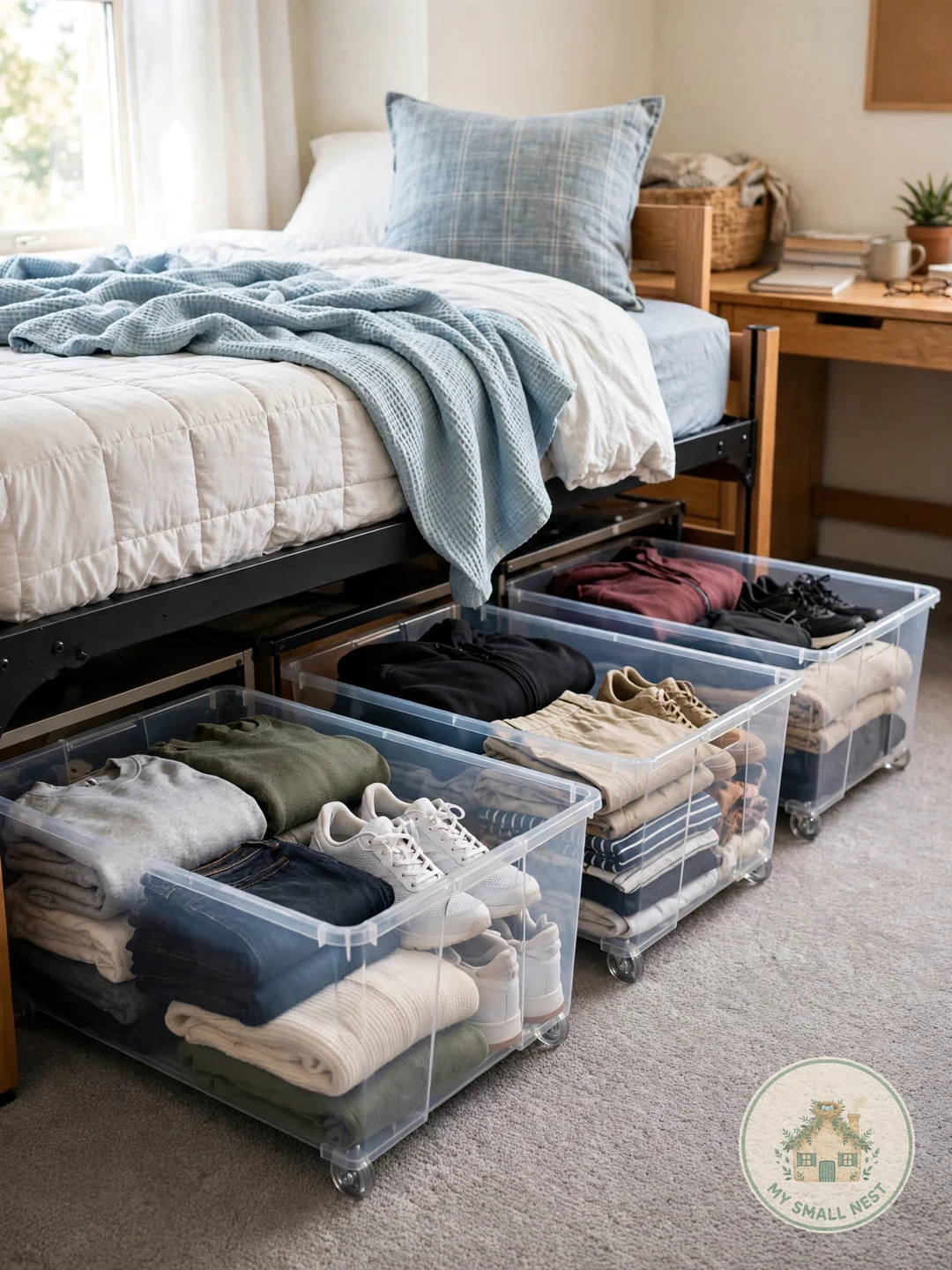 Rolling Under-Bed Storage Bins - dorm room essentials freshman year