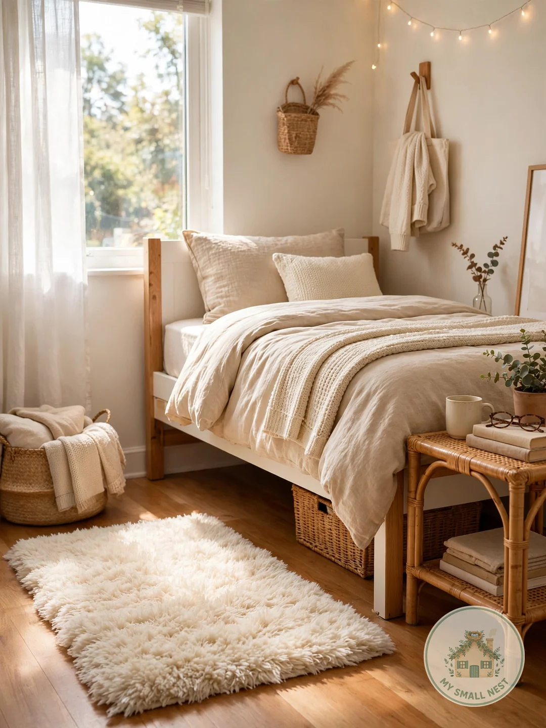 Warm It Up With a Small Rug - dorm room inspo