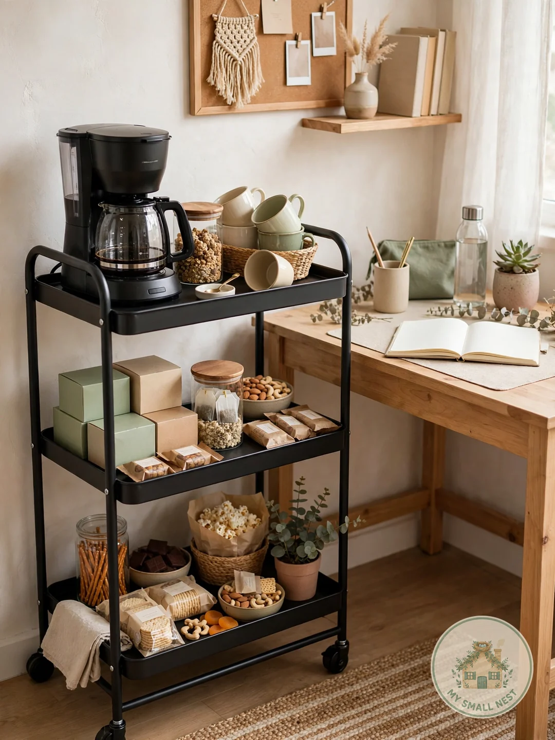Set Up a Mini Coffee or Snack Station - dorm room inspo