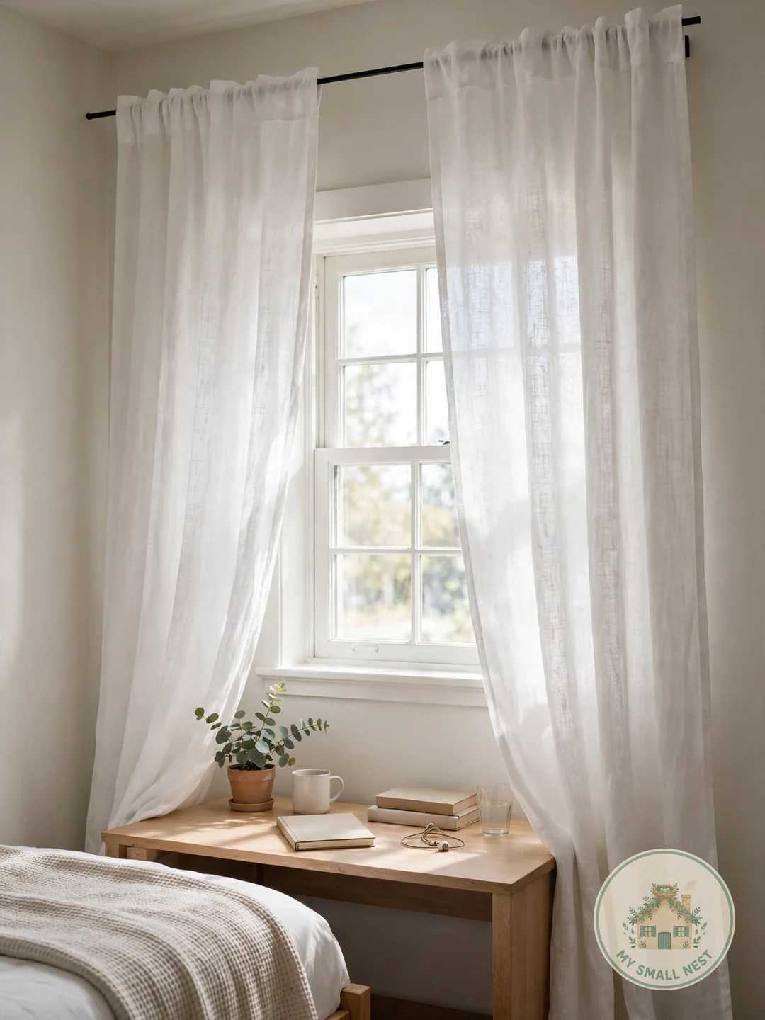Hang Curtains for Instant Polish - dorm room inspo