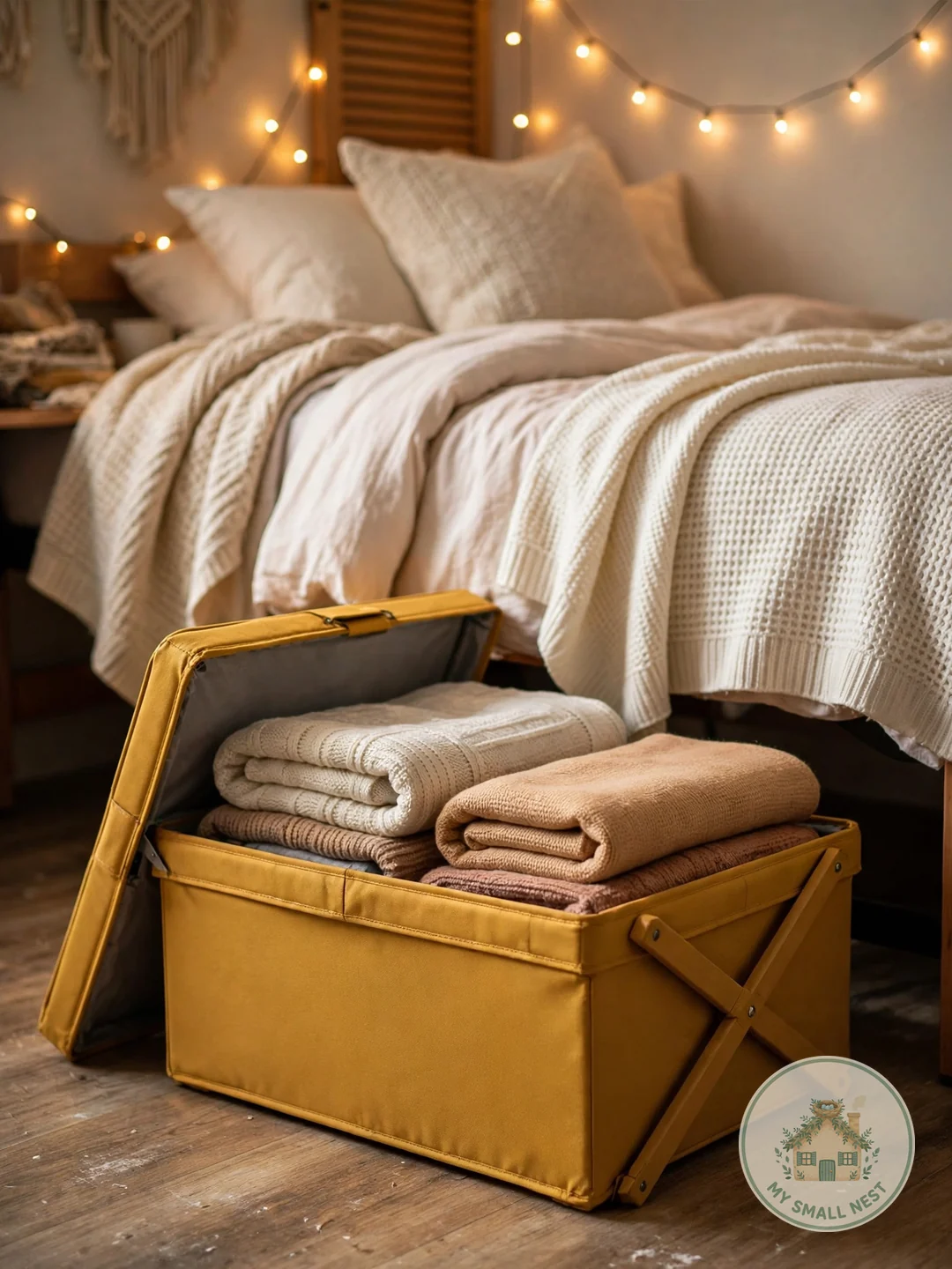Storage Ottoman That Doubles as Extra Seating - dorm room organization ideas