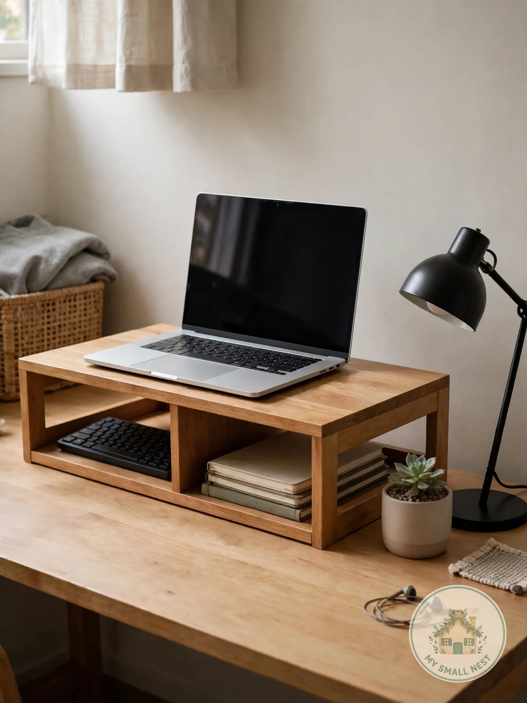 Desktop Shelf Riser for Your Monitor - dorm room organization ideas