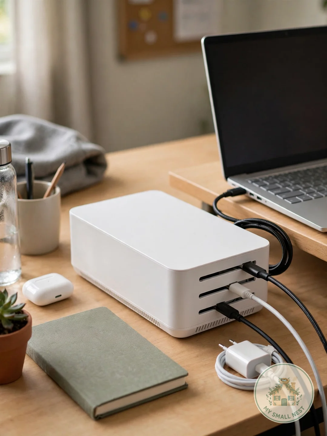 Cable Management Box for the Cord Jungle - dorm room organization ideas