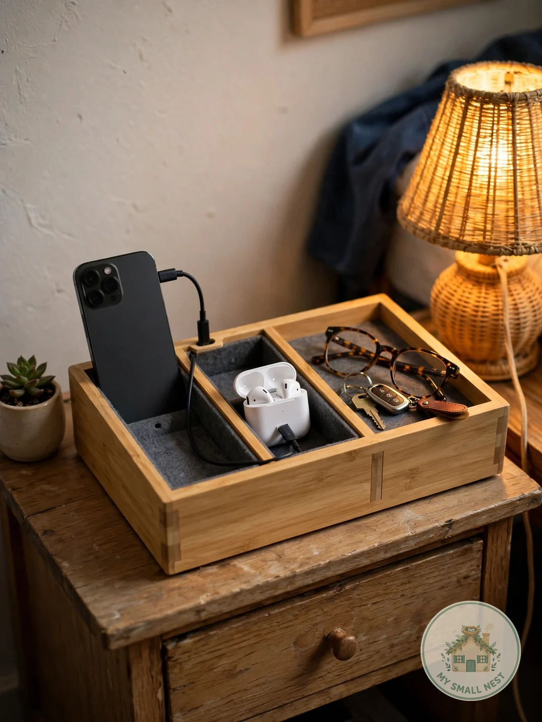 Slim Trash Can with Recycling Setup - dorm room organization ideas