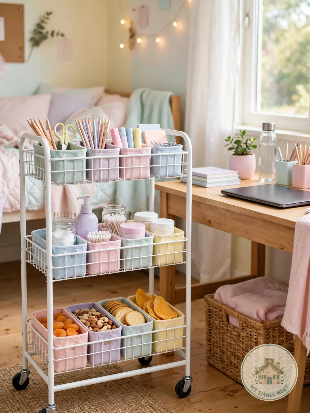 Rolling 3-Tier Storage Cart - freshman dorm supplies