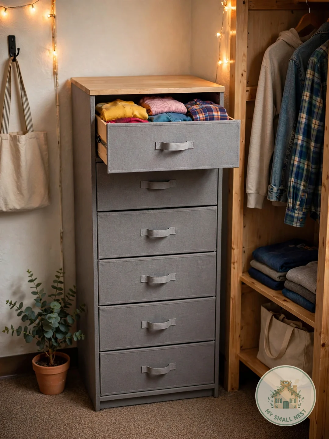 Slim Fabric Storage Dresser - freshman dorm supplies