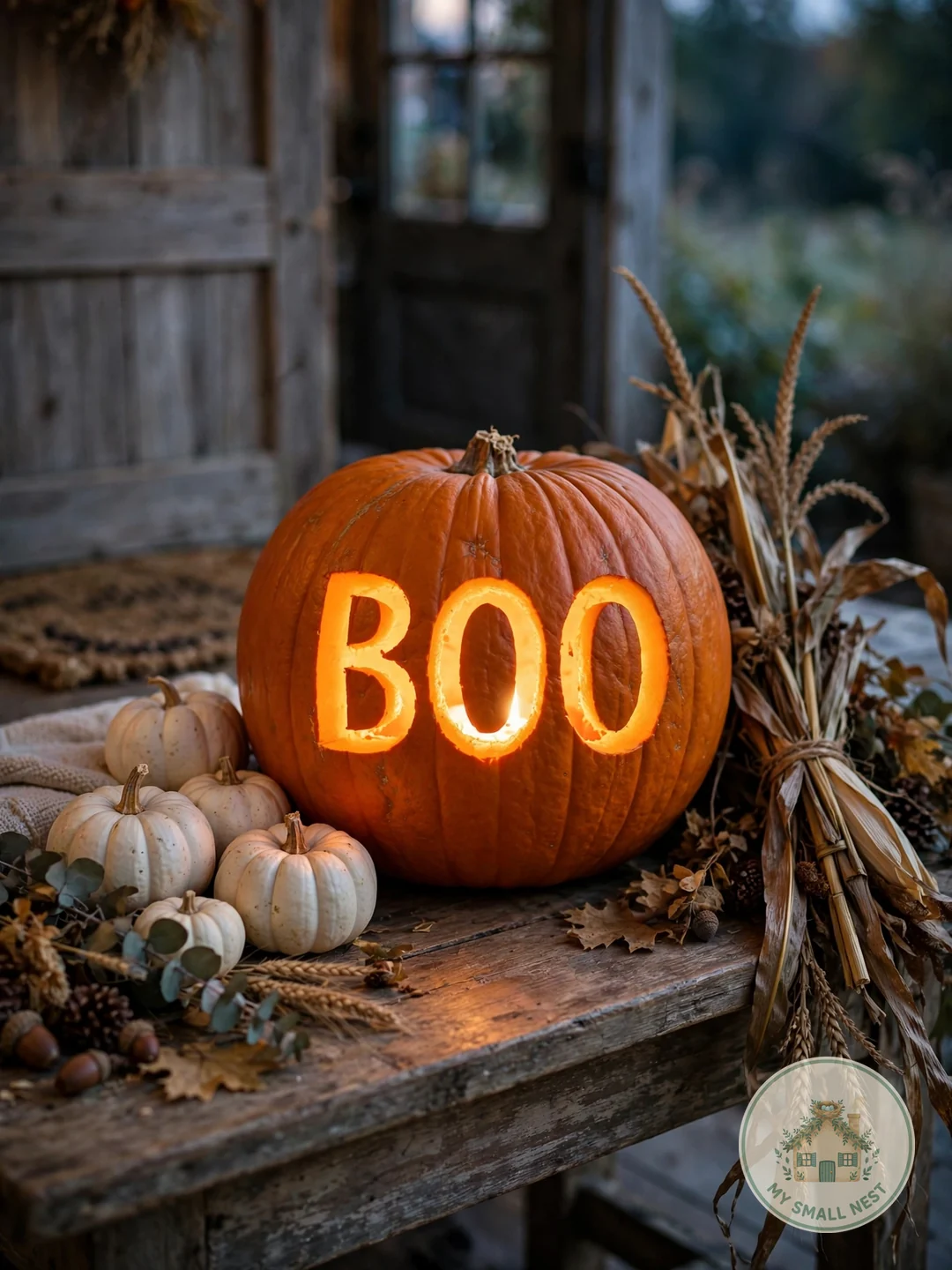 Sweet Scripted Boo Cutout - easy pumpkin carving ideas