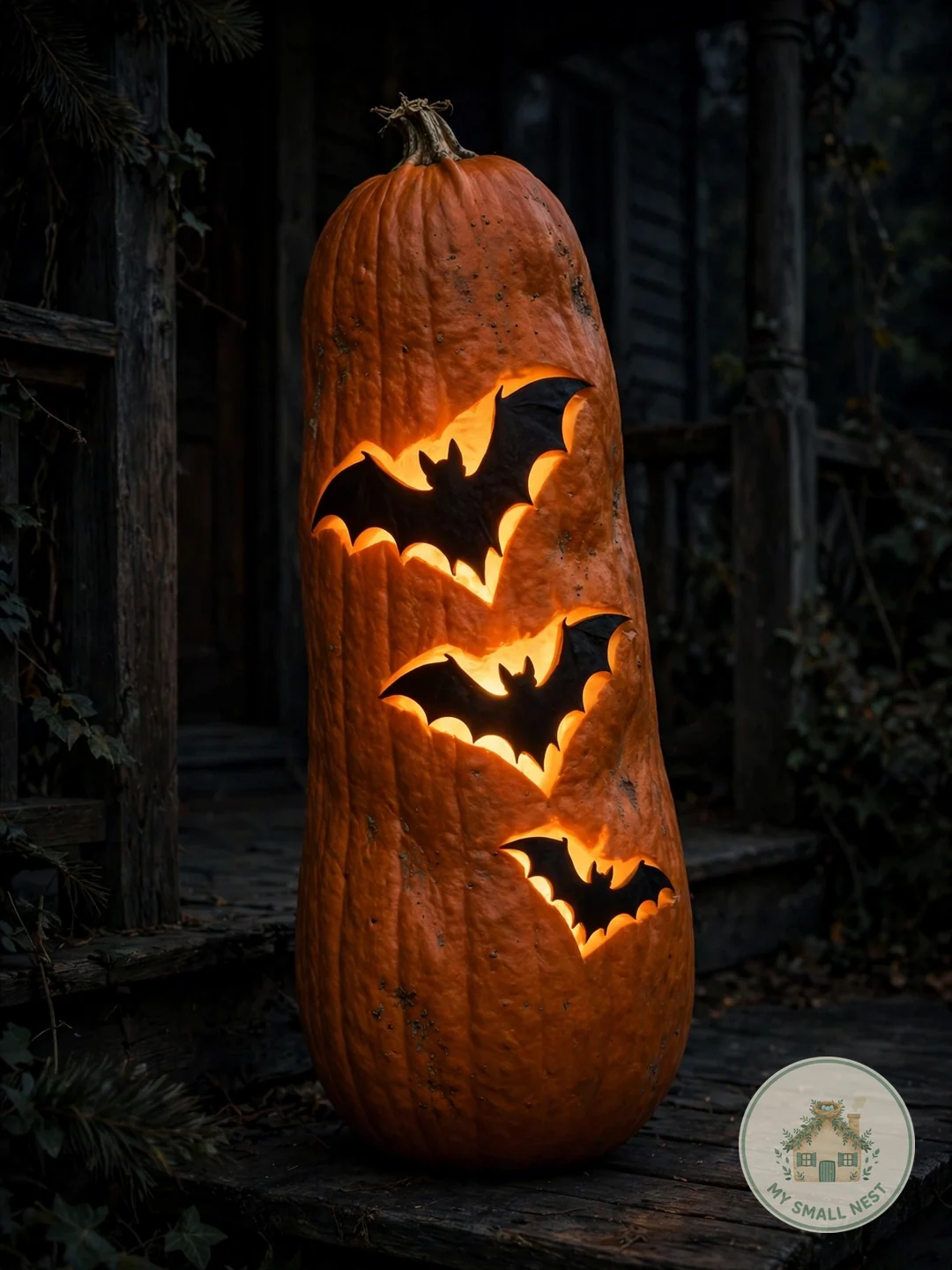 Flying Bat Silhouette - easy pumpkin carving ideas