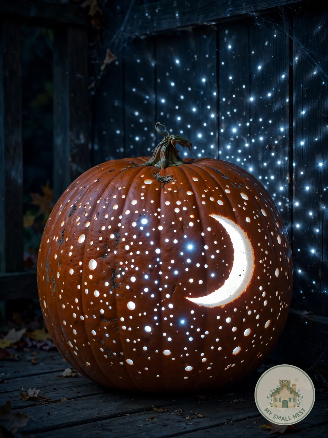 Starry Night Glow - easy pumpkin carving ideas