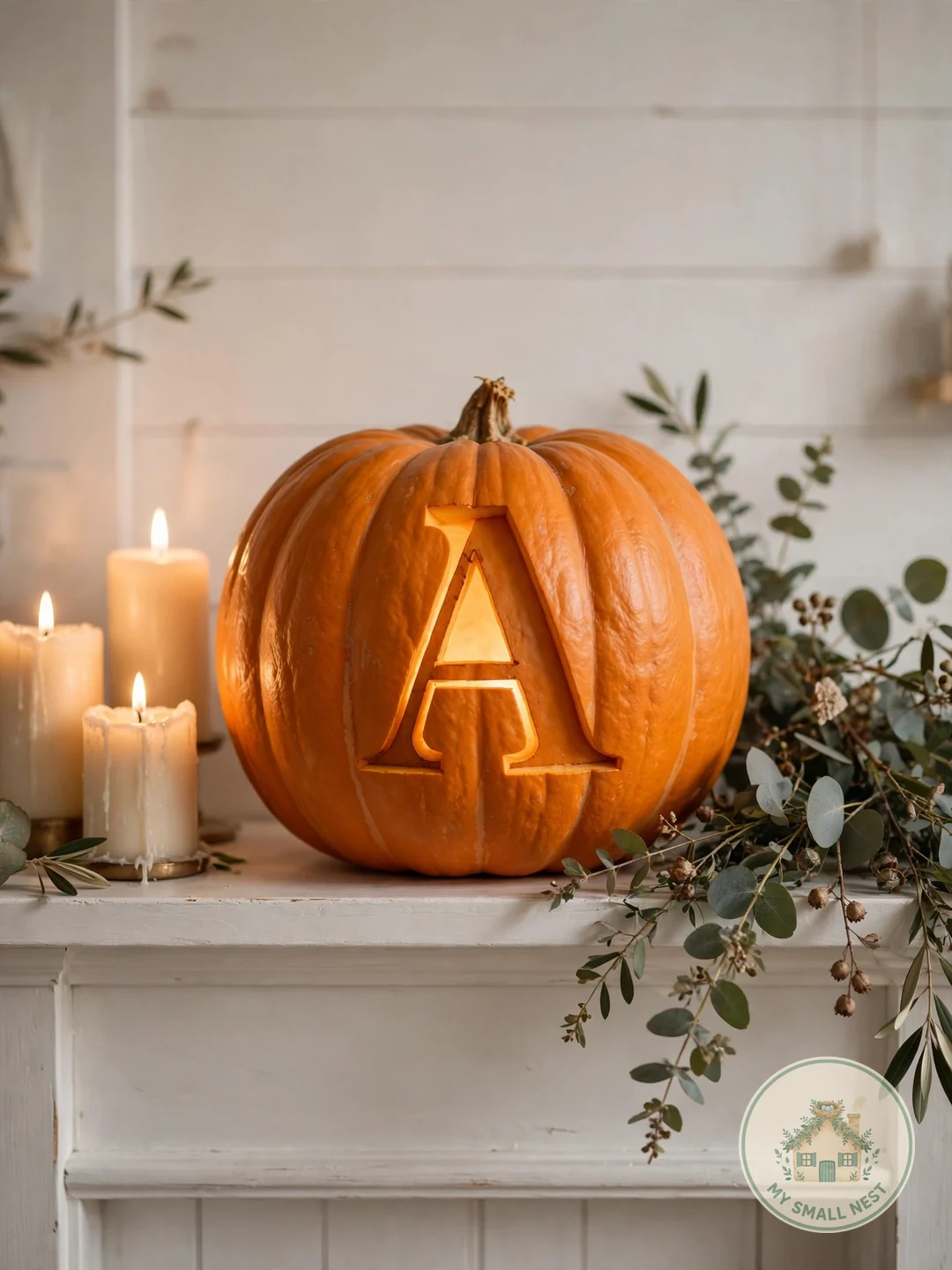 Monogram Initial Pumpkin - easy pumpkin carving ideas