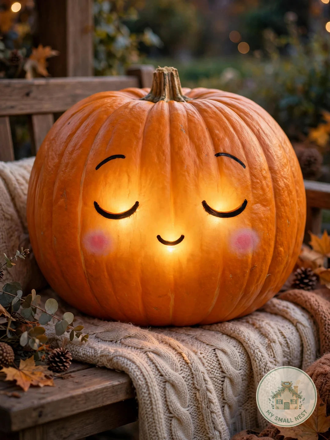 Sleepy Cute Face - easy pumpkin carving ideas