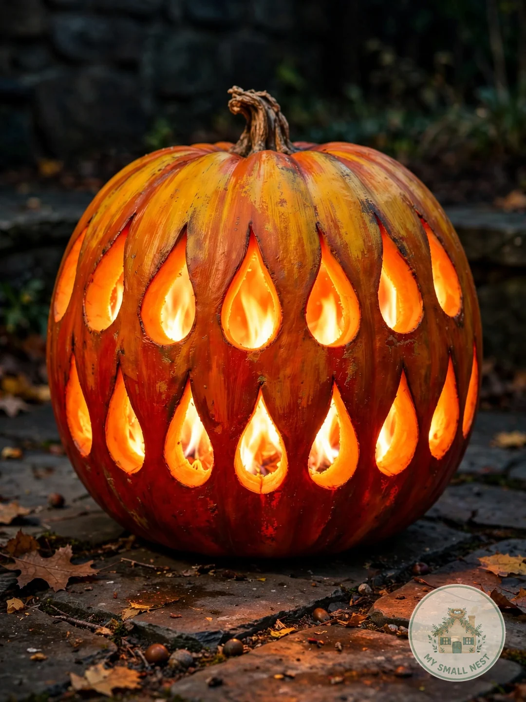 Flame-Tipped Ombre Lantern - easy pumpkin carving ideas