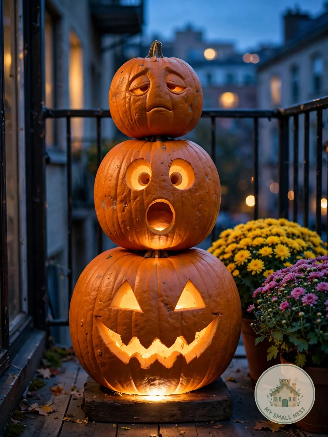 Stacked Totem Pumpkins - easy pumpkin carving ideas