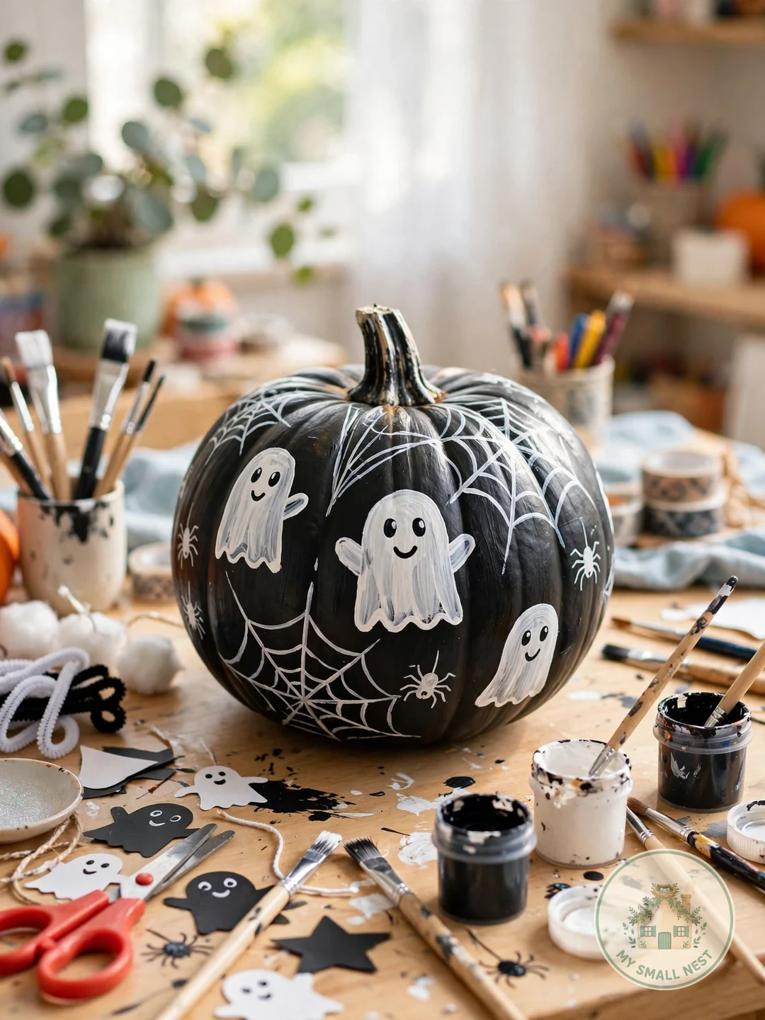 Paint-Only No-Carve Pumpkin - easy pumpkin carving ideas