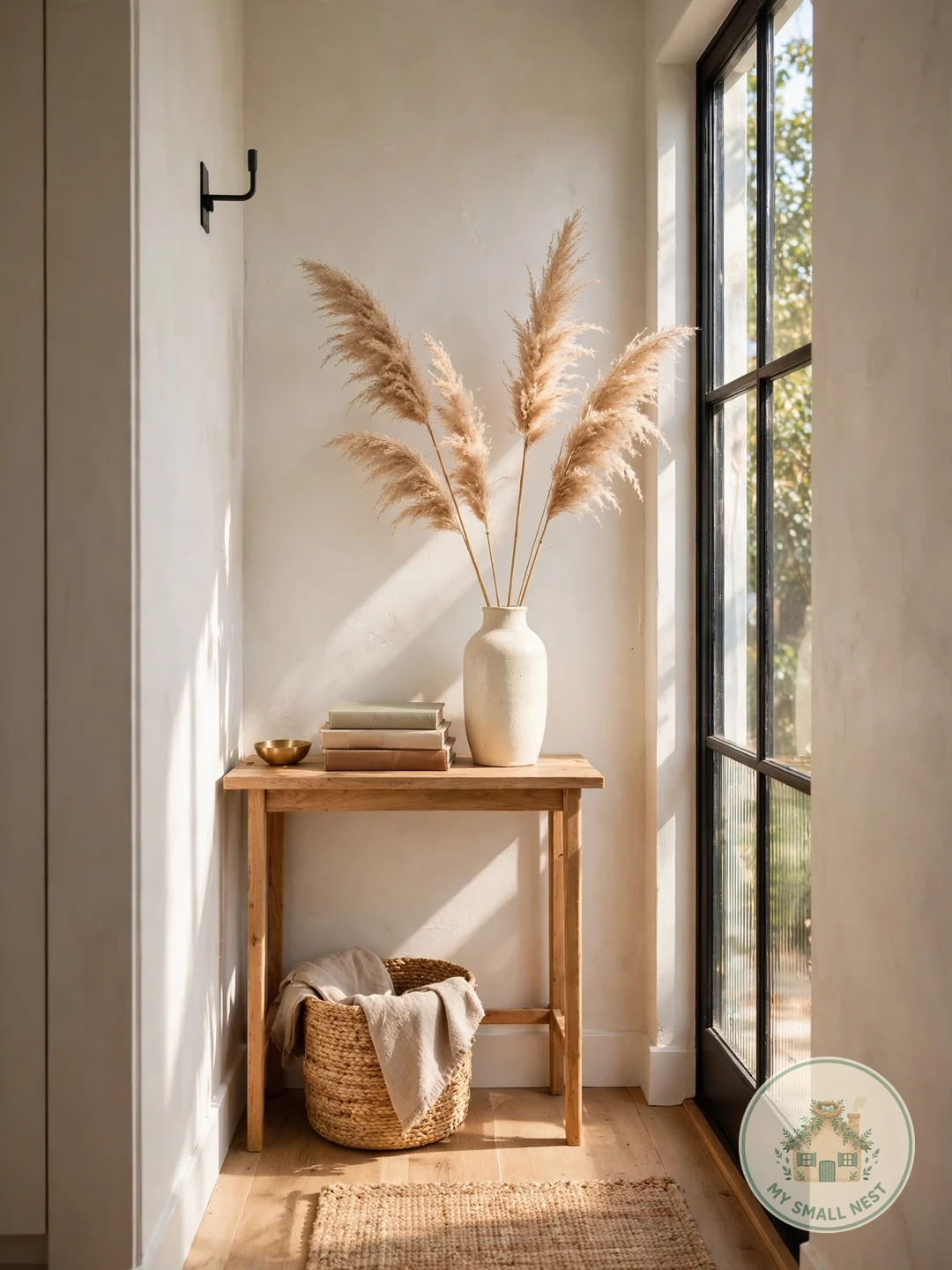 Add Height with a Tall Vase of Dried Stems - entryway table decor