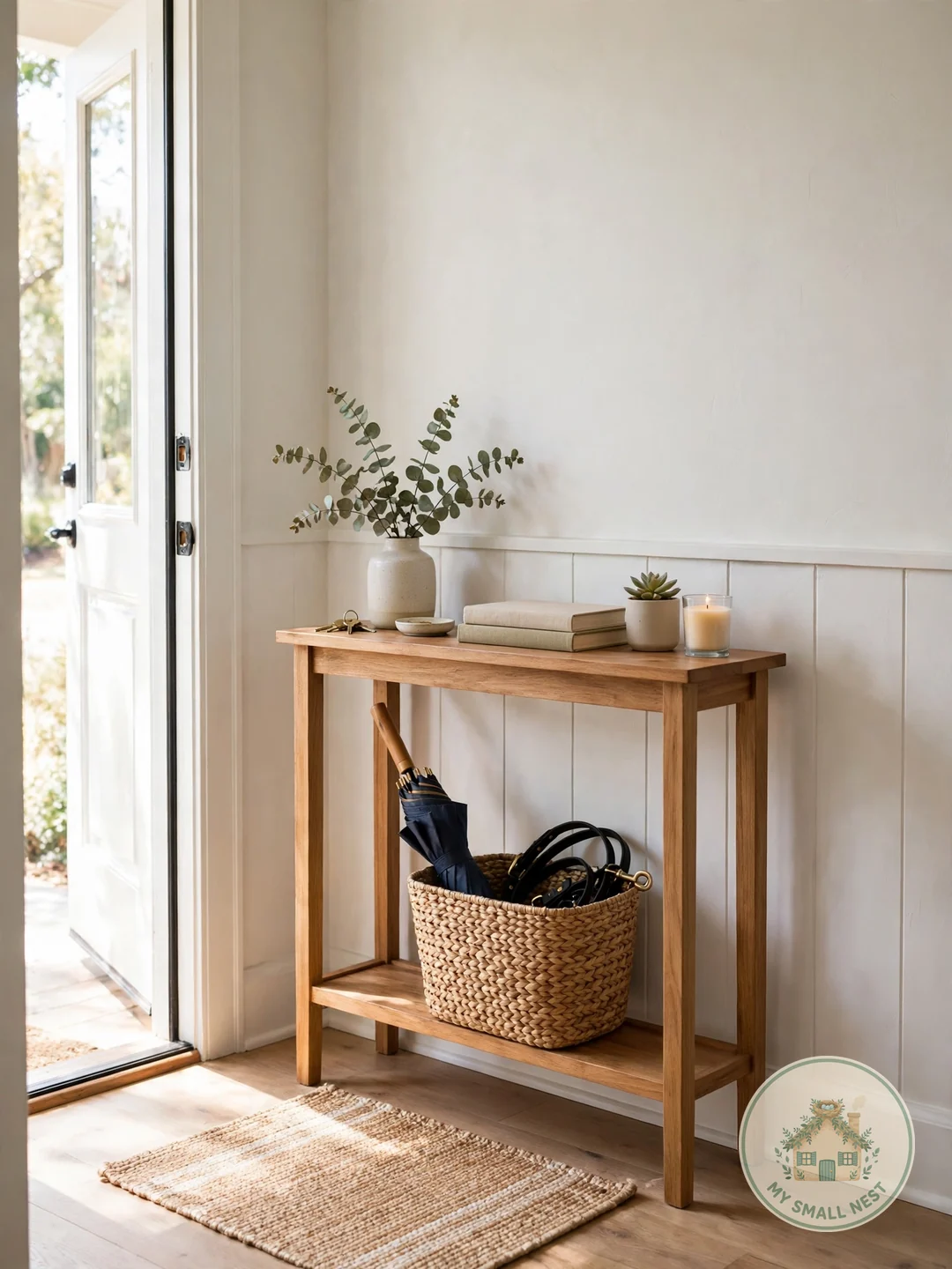 Tuck a Basket Underneath for Grab-and-Go Items - entryway table decor