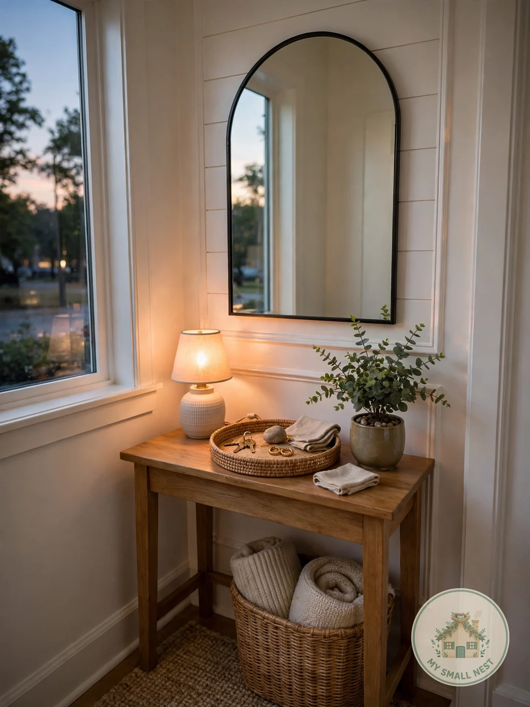 Light the Entry with a Small Lamp - entryway table decor